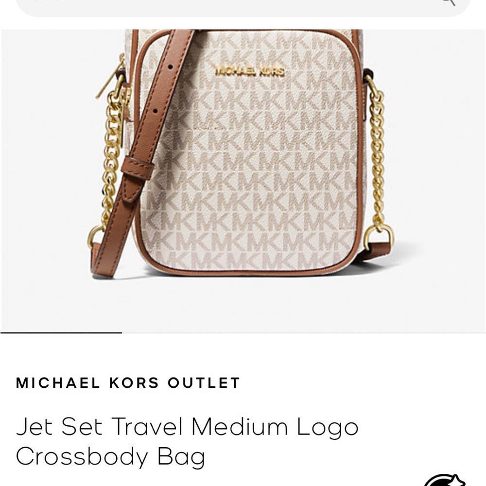Michael Kors Beige and Brown Logo Crossbody